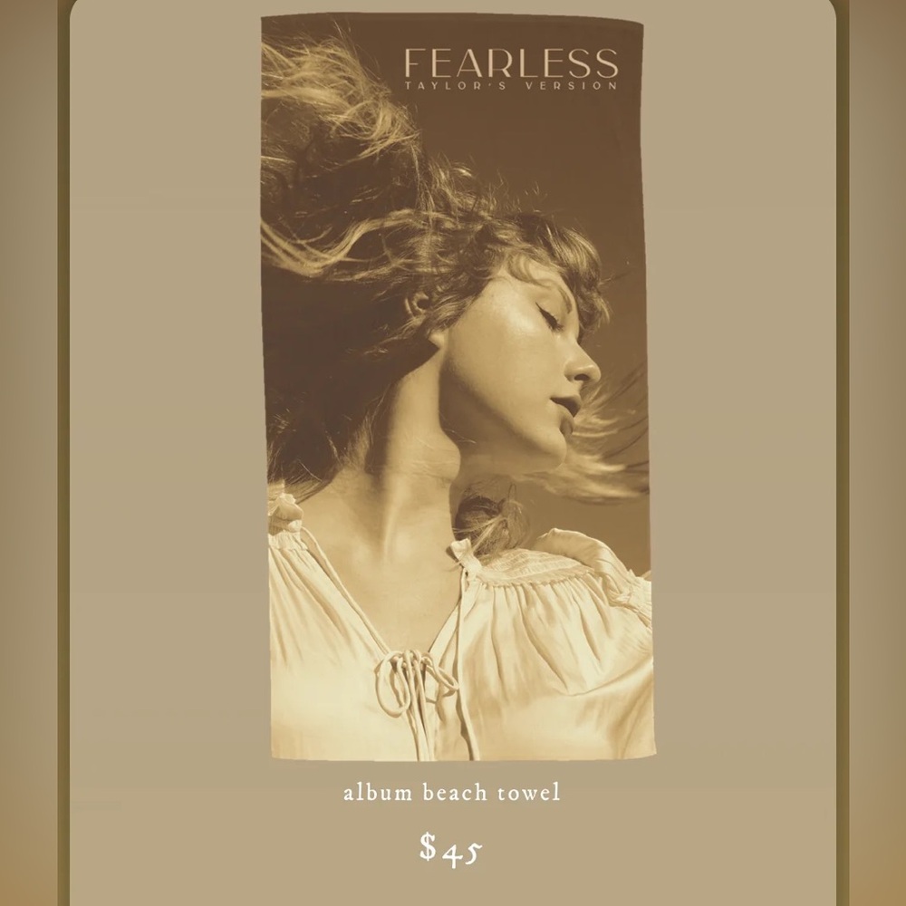 NWT Official Taylor Swift Fearless Taylor’s Version Beach Towel